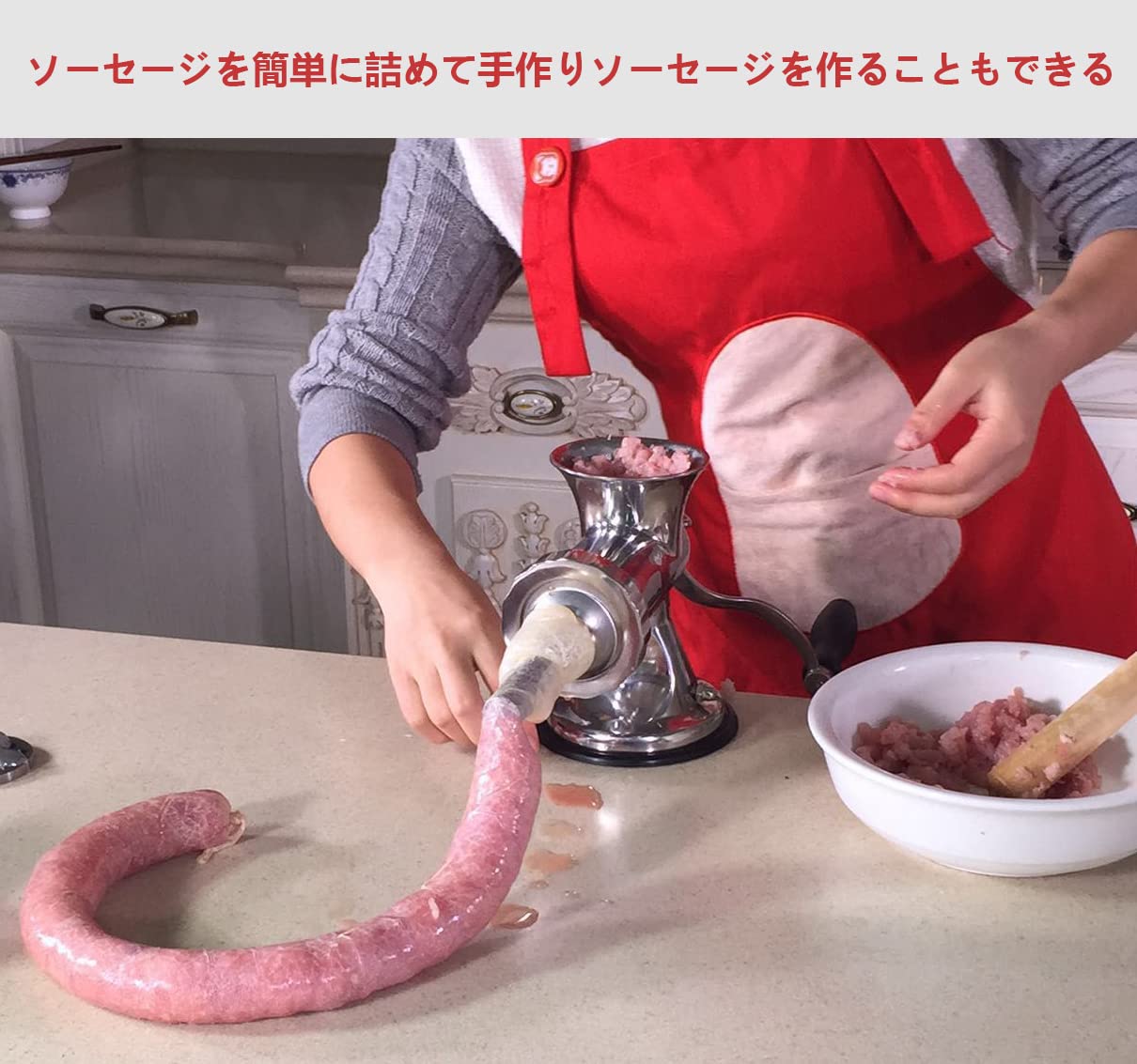 Amazon | ANJIZERUEN 手動式ミンサー ひき肉機 肉挽き器 ミンチ機 食品