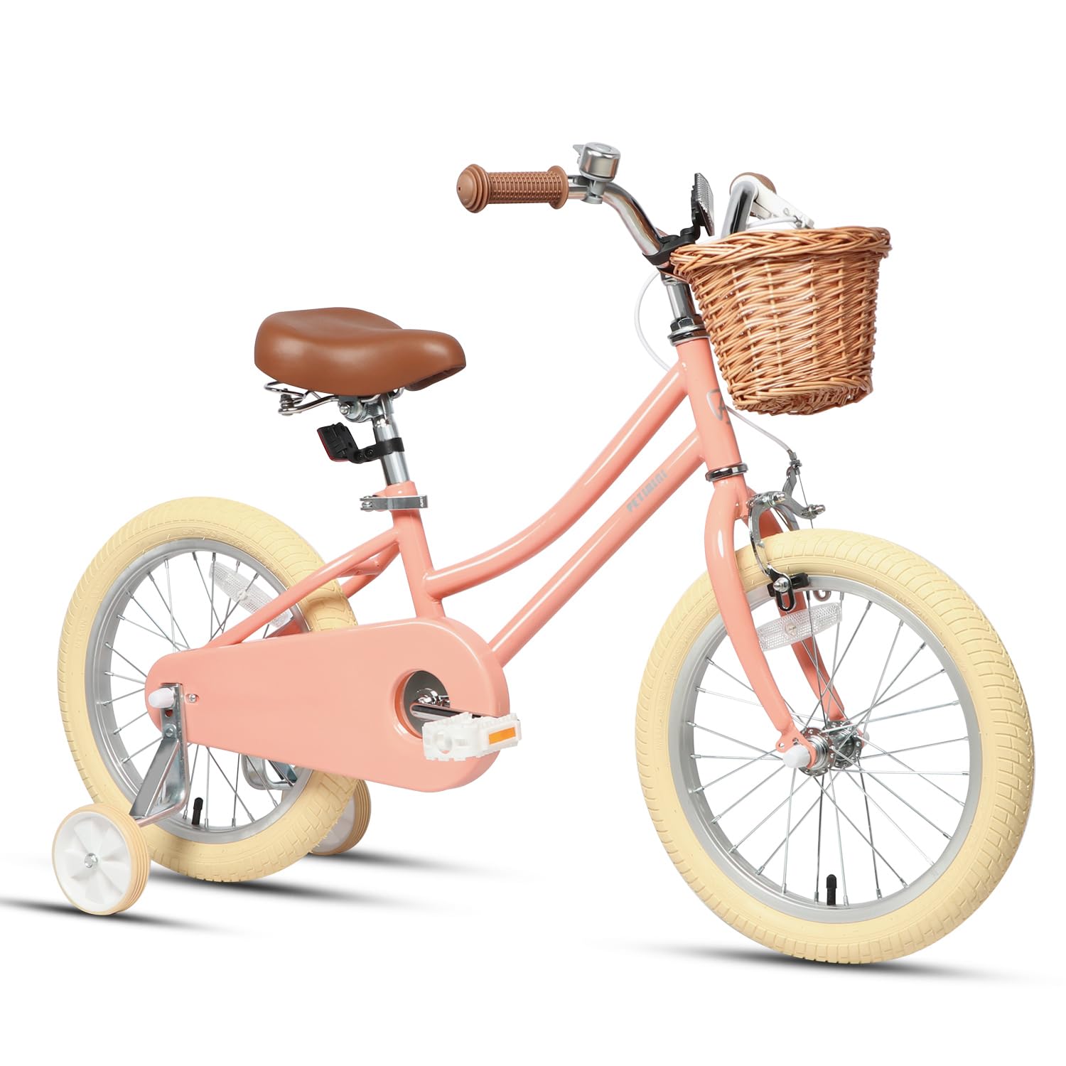Petimini Vintage Kids Bike for Girls, 12–20 Inch Classic Bicycle with Wicker Basket & Bell, High Tensile Steel Frame, Training Wheels (12–18”), 85%