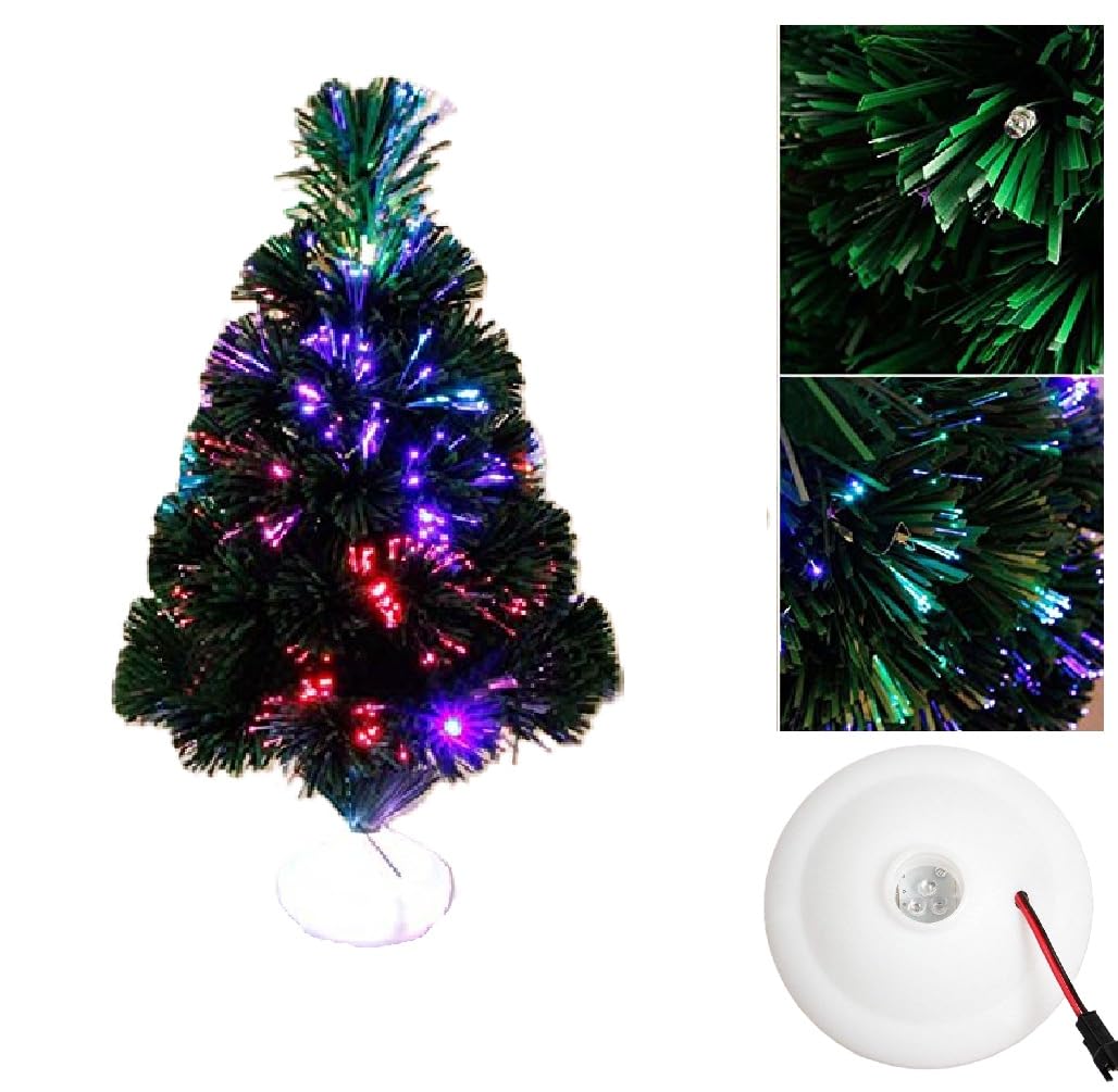 Homion Multicolor Christmas Tree Fiber Optic Tree Color Changing Led Lights With Stand Freestanding Indoor Xmas Festive Lighting Trees Free Standing 45Cm Gift Party Office Decoration
