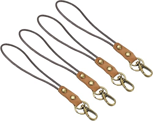 Miniatura 6 de PATIKIL Cordón trenzado de cuero de 6 pulgadas, paquete de 4 pulseras de cuerda de cuero con clip de gancho para soporte de credencial de