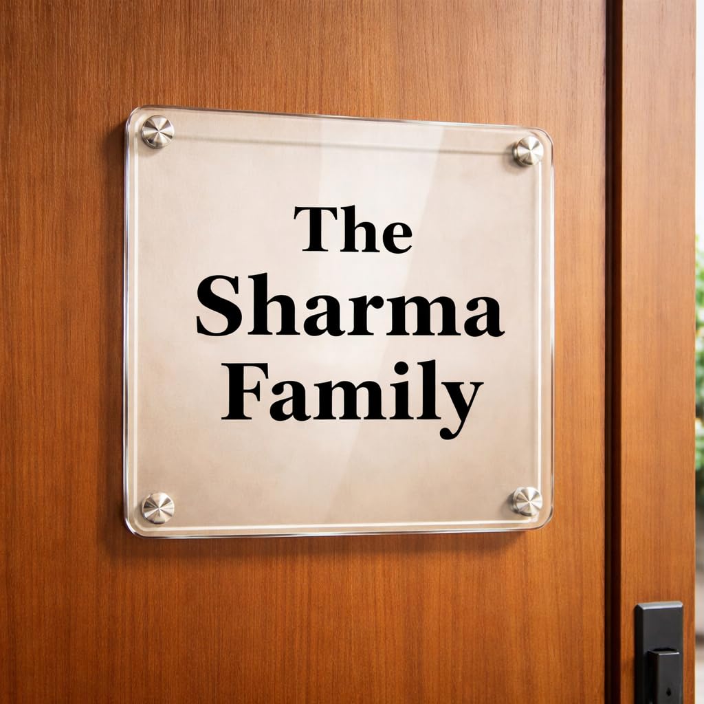 Custom Golden Acrylic Name Plate with Ganesha | Personalized House Nameplate with Name & Flat Number | Premium Door Wall Name Sign for Home Entrance 6 x 12 inch (Golden Mirror & Black) — Amazon image 17