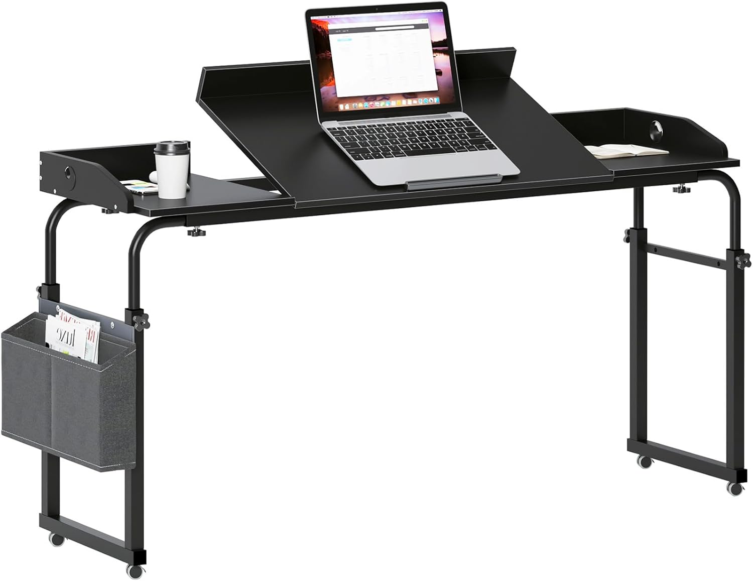 sogesfurniture 60" Overbed Table with Wheels Adjustable