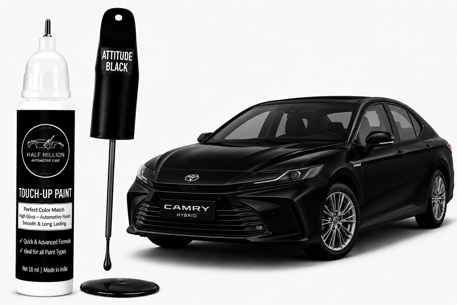 Half Million Touch Up Paint for TOYOTA CAMRY ATTITUDE BLACK | 18ml Car Scratch Repair Paint Pen | Factory Color Match | Quick Dry | High Gloss Finish | DIY Paint Chip & Scratch Remover-picture-11