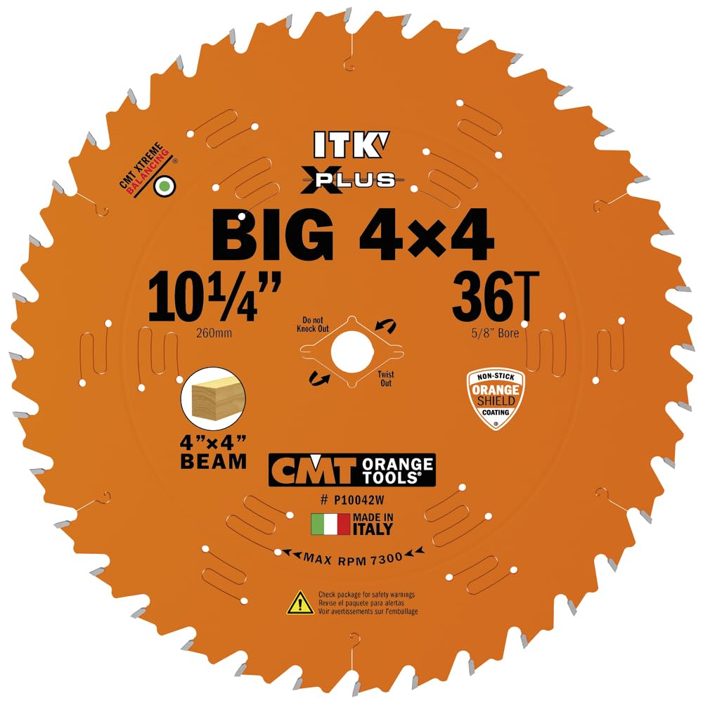 CMT P10042W ITK Plus General Purpose Saw Blade cutting kit with 10-1/4" x 42 Teeth, 10 degree ATB/Shear with 5/8" Bore