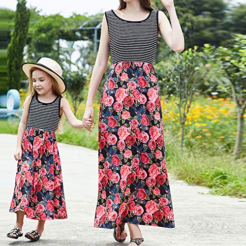 Vestido de verão para mãe e filha combinando com visual familiar mulampli, saia casual para bebê e m