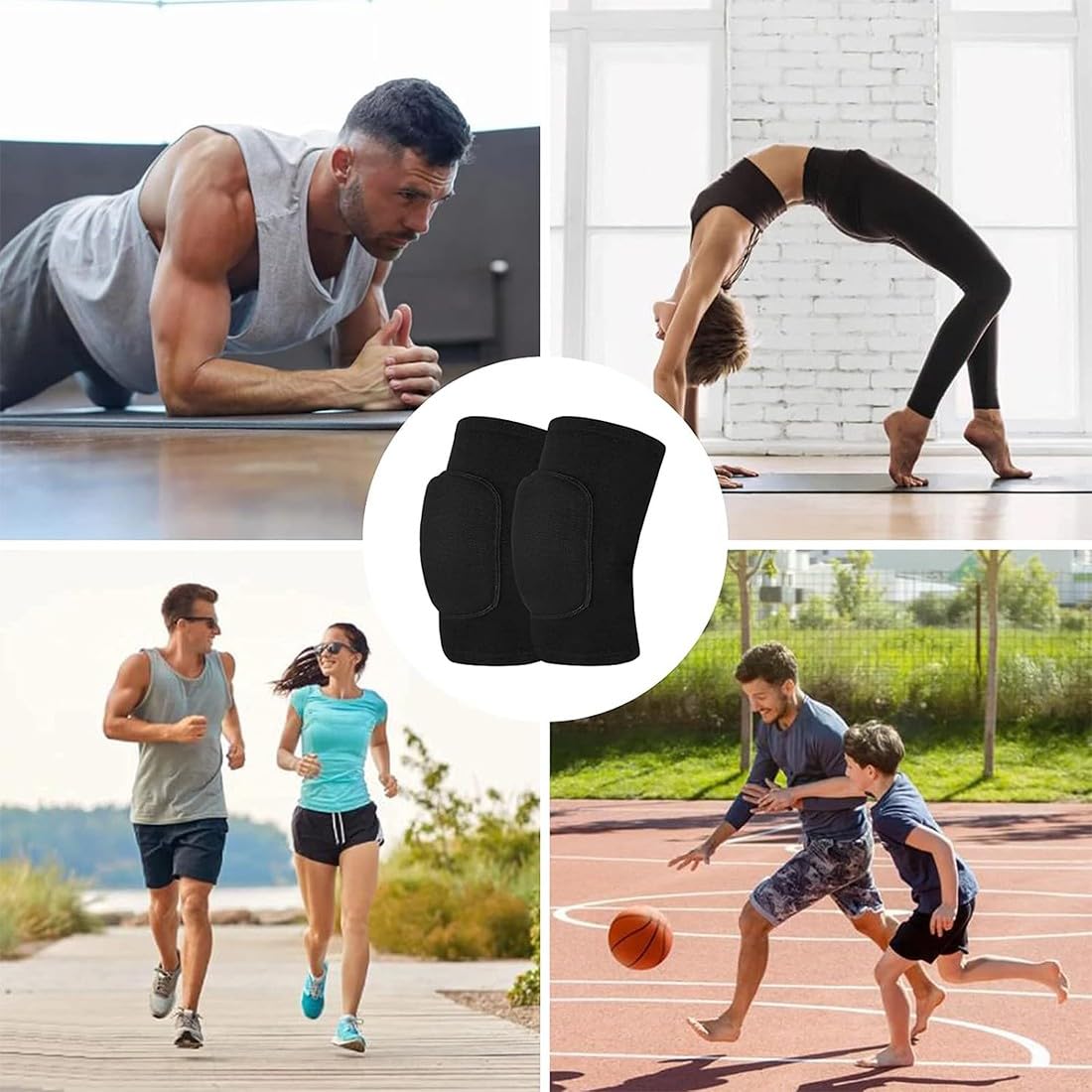 Lot de 2 genouillères de danse, Genouillère Élastique Respirante, Ensemble de Genouillères de Sport, pour Enfants et Adultes Pour Le Volleyball La Danse Course Patinage Basketball Football