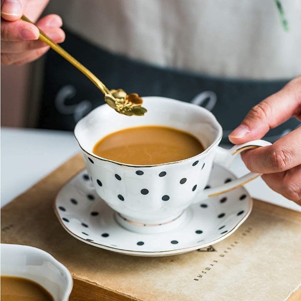 Zestaw filiżanek do kawy, zestaw filiżanek do kawy, filiżanki do espresso ze spodkami i metalowym stojakiem, porcelanowy zestaw filiżanek i spodków, do kawy, cappuccino, latte i herbaty,