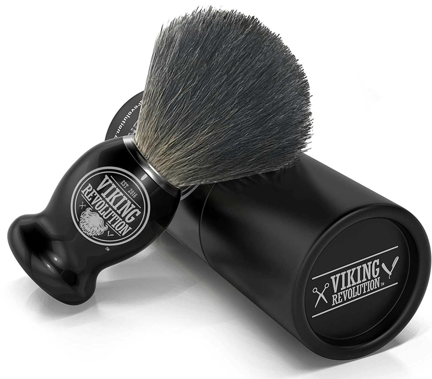 Viking Revolution Pennello Barba in Tasso - Pennello da Barba Rasatura a Umido con Crema e Schiuma da Barba - La Miglior Rasatura con Rasoio di Sicurezza, Rasoio a Doppio Filo o Rasoio Pieghevole