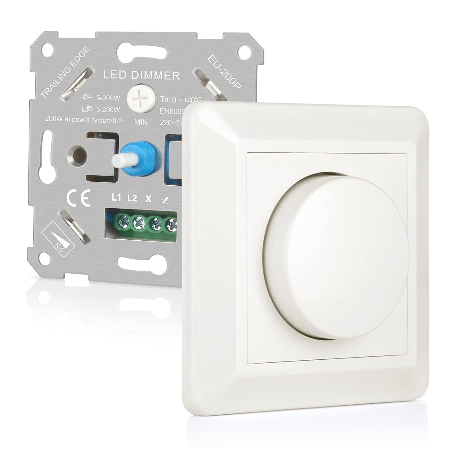 Dimmer LED 220V-240V, interruptor para bombillas LED regulables 5W-200W, protección segura, sin ruido, crema