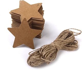 Wedding Favour Gift Tags Labels Paper Card Pack of Approx.100 Brown Pentagram