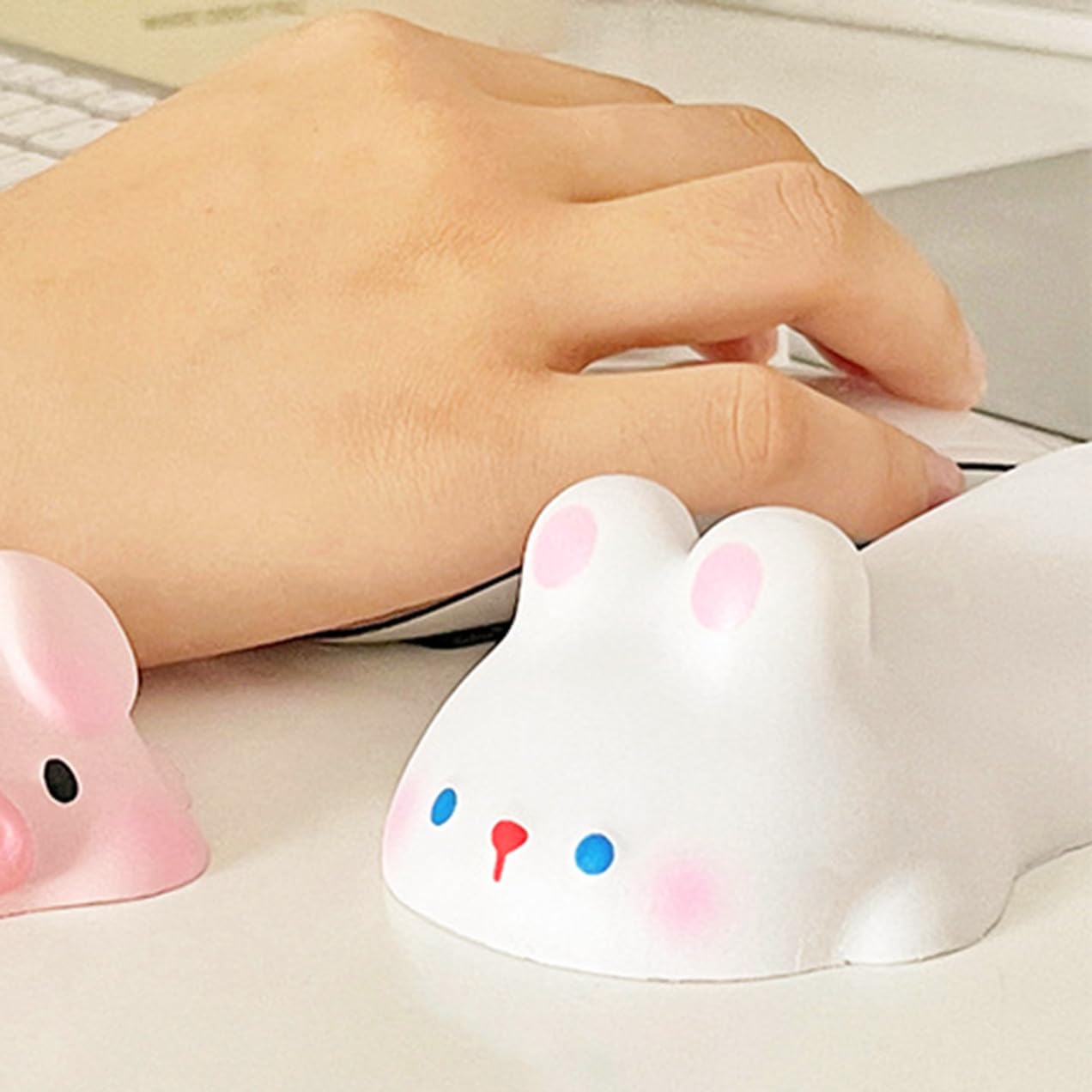 HOMSFOU 5 Pezzi Cuscino Poggiapolsi per Mouse Cartoon Bunny Ergonomico per Ufficio Design Leggero e Confortevole per Lavoro Alle e Fatica