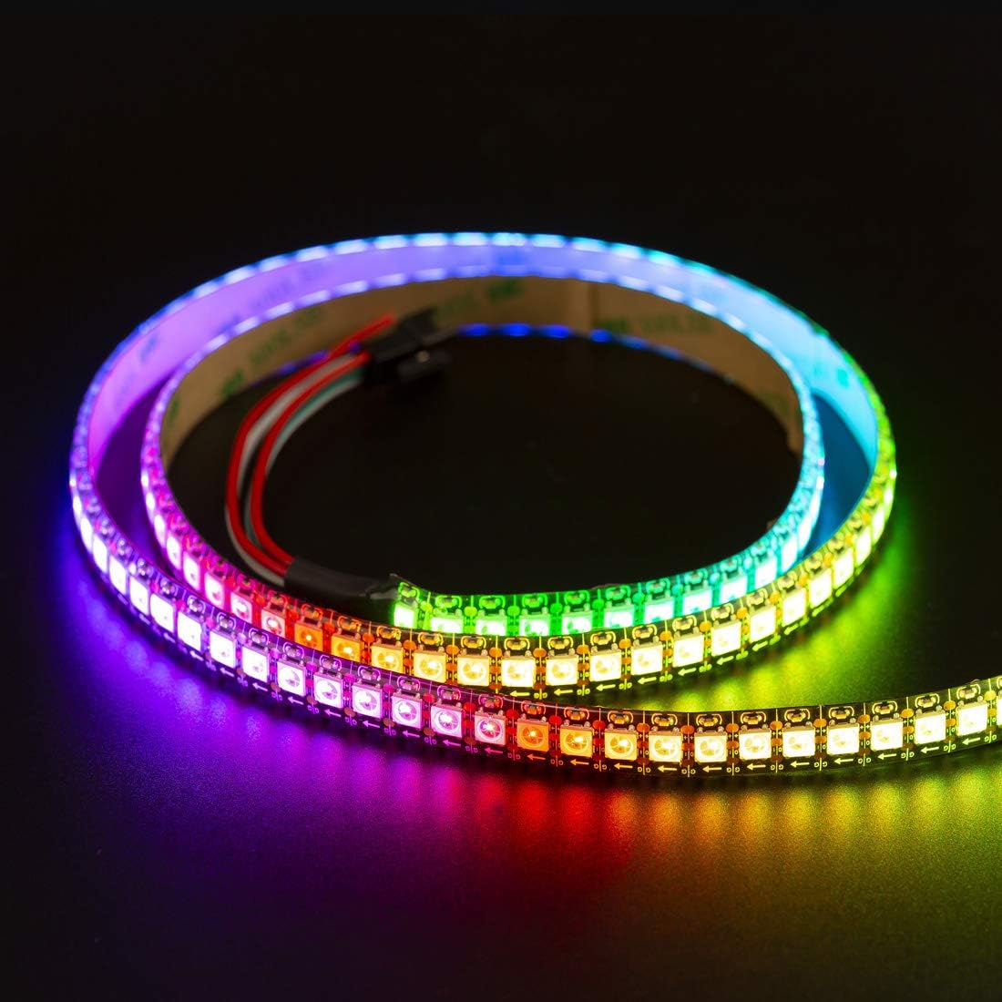 BTF-LIGHTING RGBW RGB+Natural White SK6812 (Similar WS2812B) Individually Addressable 3.3ft 1m 144(2X72) LEDs Flexible 4 Colors in 1 LED Dream Color LED Strip IP65 Waterproof DC5V Black PCB