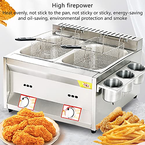 Frittierte Maschine Gasfritteuse mit großer Kapazität, LPG-Fritteuse aus Edelstahl für Privat- und Gewerbezwecke, einstellbare Feuerkraft, mit Körben und Deckeln, für Chips, Donuts, Fisch, k – Bild 4