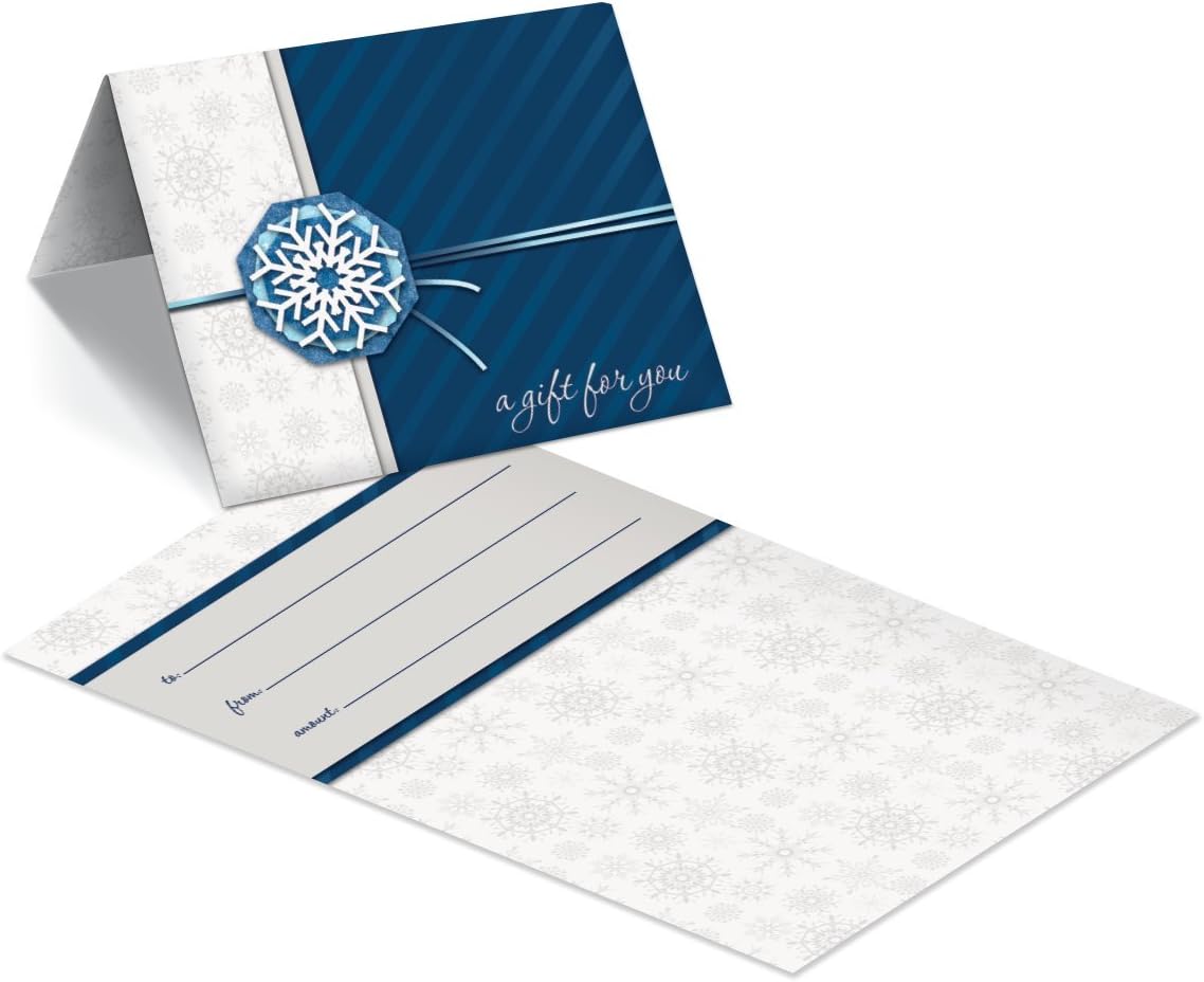 Gift Card Presenters (Blue Snowflake) 100 Pack