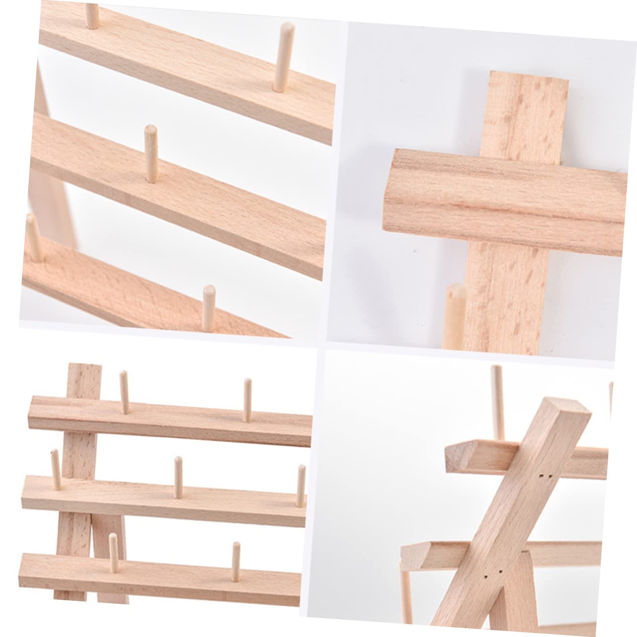 Operitacx Spulenhalter Aus Buchenholz Für Nähgarn Faltbarer Organizer Mit Garnrollenhalterungen Garnregal Für Stickmaschinen Und Quilten Platzsparend Wand Oder Tisch Aufstellbar