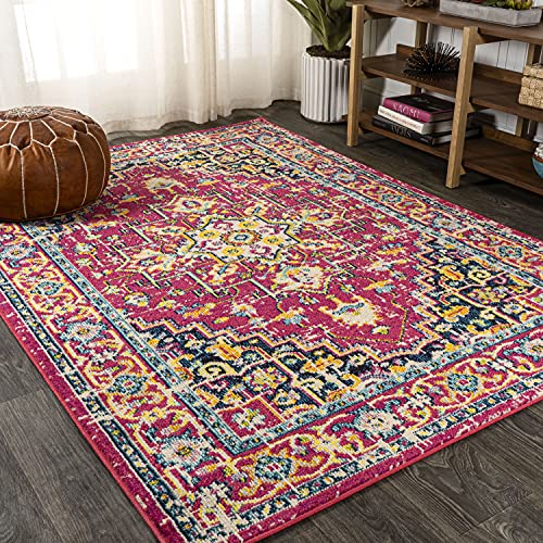 Eyely PDM207C-8 Brooklyn Geometric Indoor Rug 8x10 Red/Pink