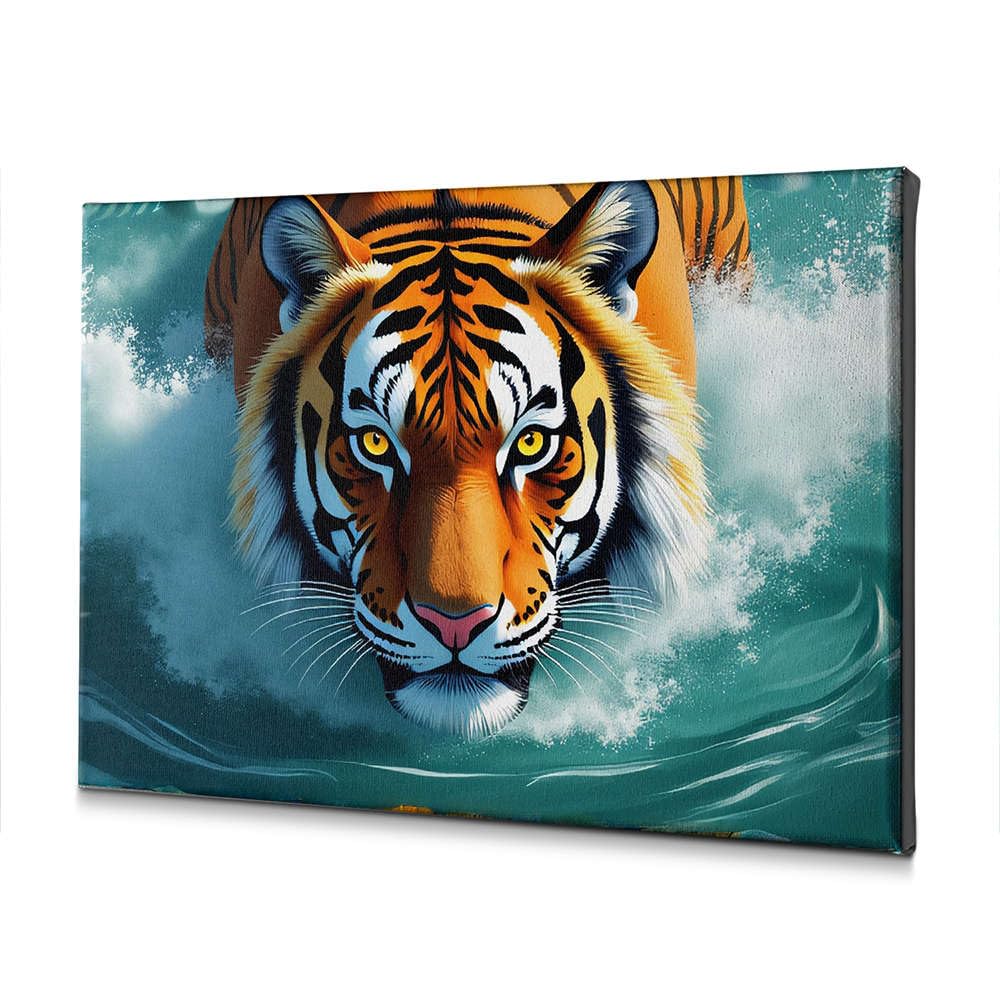 Toile tigre sortant de l'eau peinture imprimée premium - 5