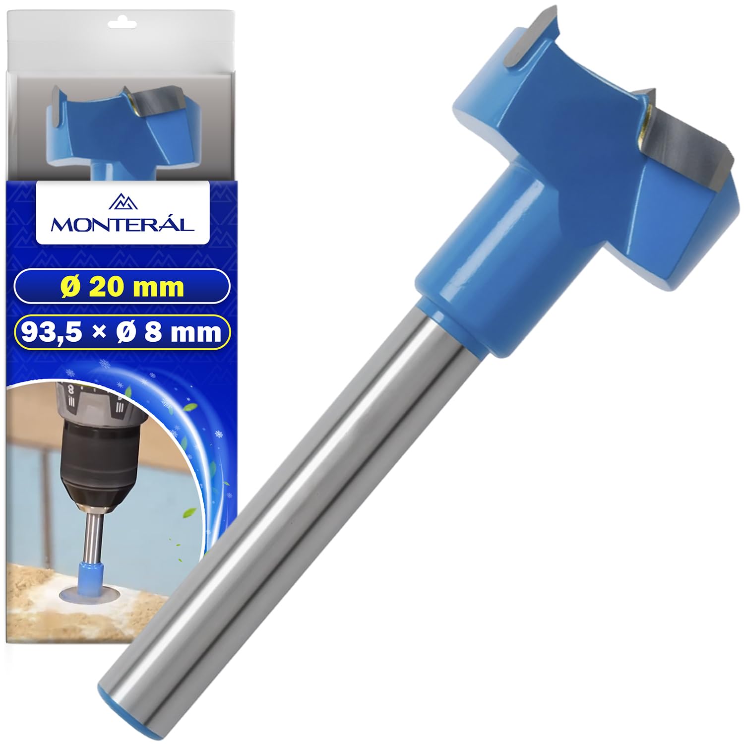 Forstner Bit Ø 20 mm with 93,5 x Ø 8 mm Shank Wood Drill Bit