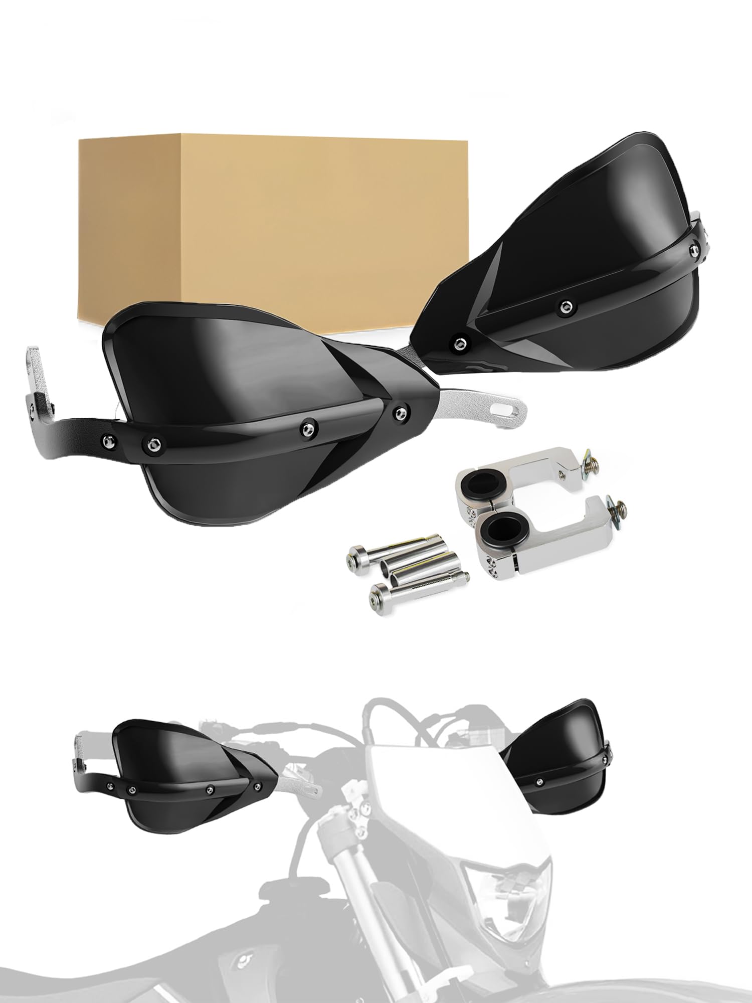 JFG RACING Dirt Bike Handguards,Universal 7/8" and 1 1/8" Brush Handlebar Motorcycle Hand Guards for Dirtbike Snowmobile Enduro Motocross Supermoto Scooter ATV Off Road Accessories - Black