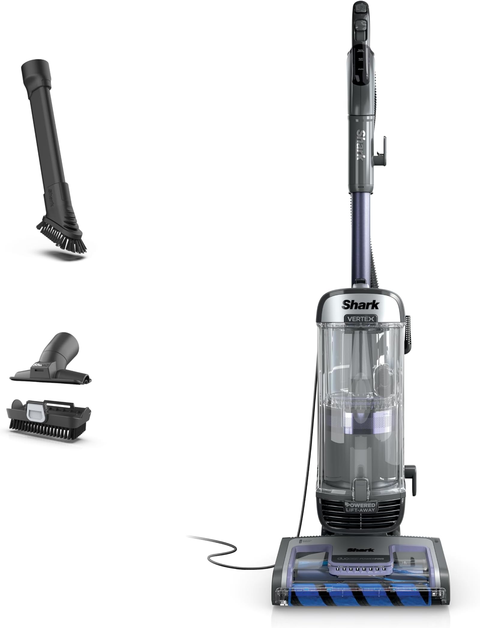Shark AZ2001AMZ Vertex DuoClean PowerFins Upright Vacuum, with Powered Lift-Away & Self-Cleaning Brushroll, Dark Lilac, 1 qt Dust Cup