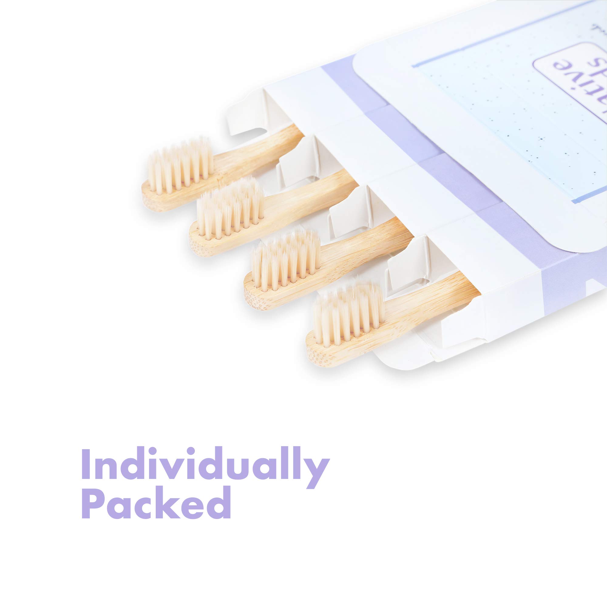 Cepillo de dientes de bambú para niños con cerdas suaves, juego de 4 cepillos de dientes ecológicos, sin BPA