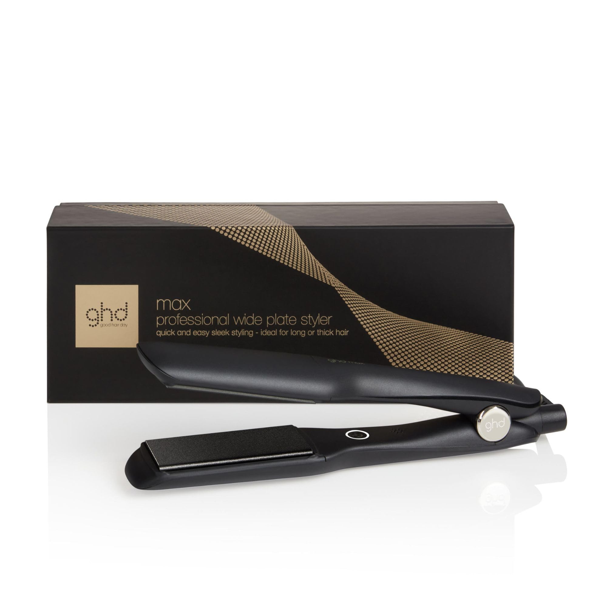 ghd max Breites Glätteisen: Für langes, dickes oder lockiges Haar, breite 42mm Platten, für schnelles Styling, mehr Glanz, weniger Frizz, keine extremen Hitzeschäden