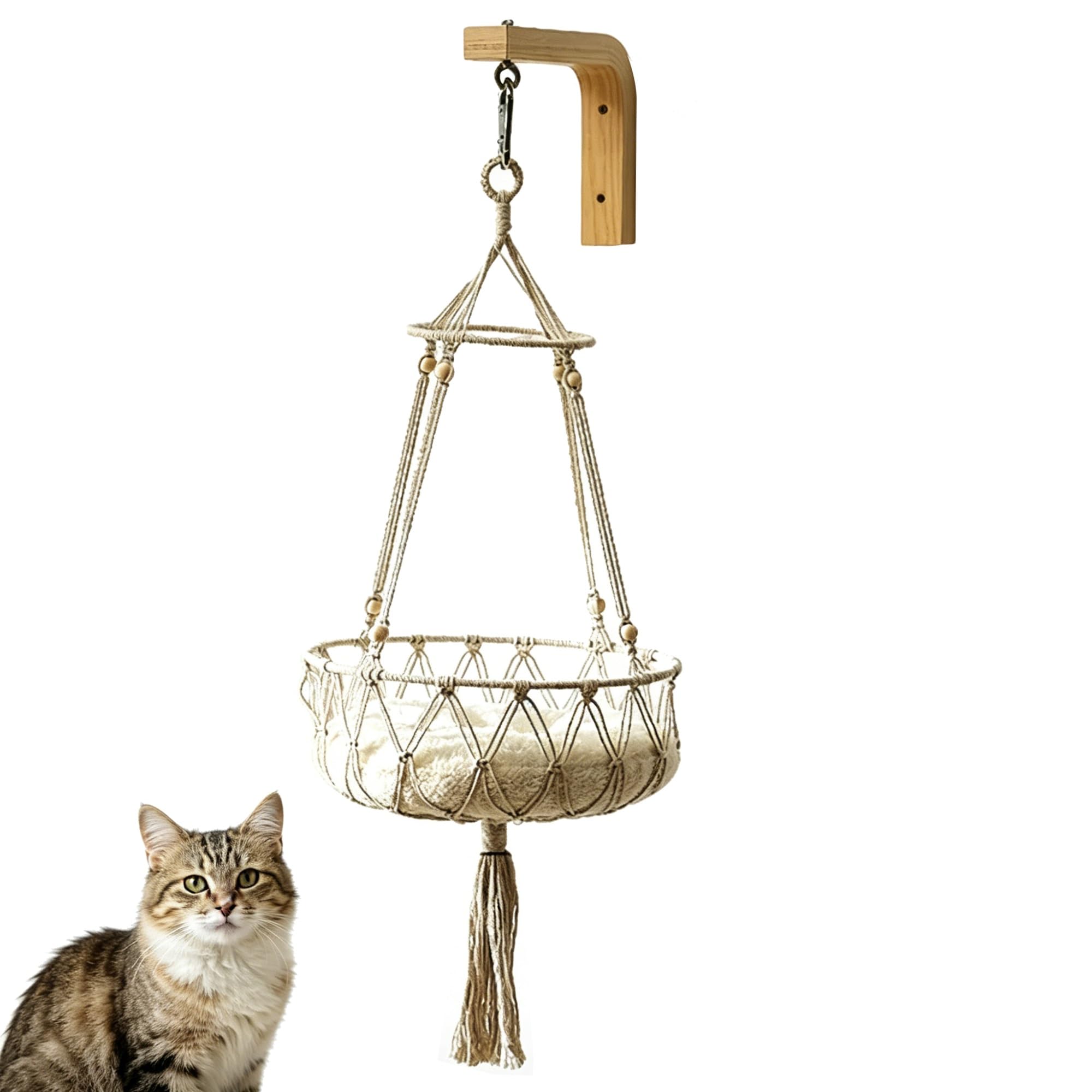 Meubles pour chats et hamac mural beige | Support robuste 15 kg pour le confort en appartement