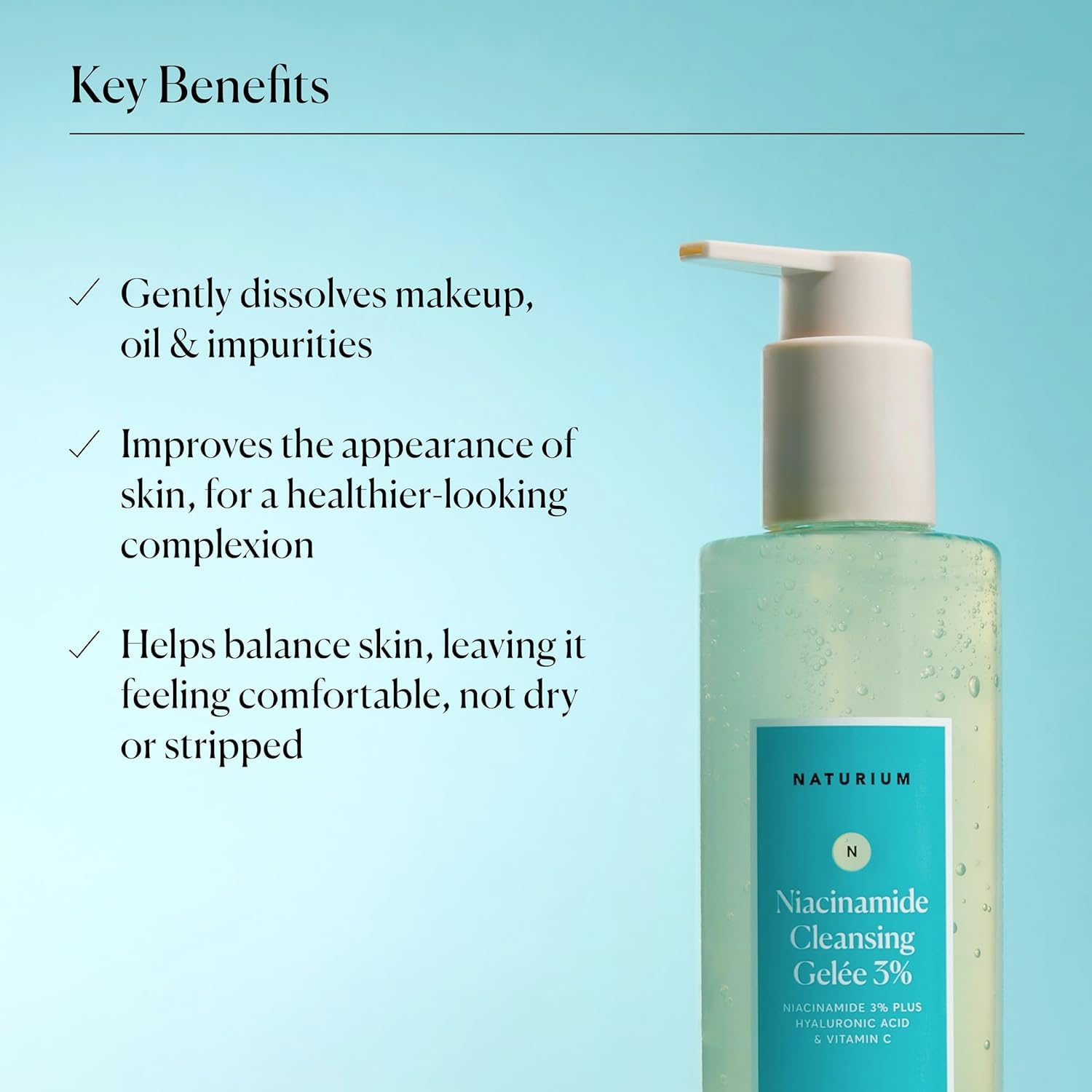 Naturium Niacinamide Cleansing Gelée 3% Plus Hyaluronic Acid & Vitamin C, Gentle & Smoothing Face Wash - Mini - Image 4
