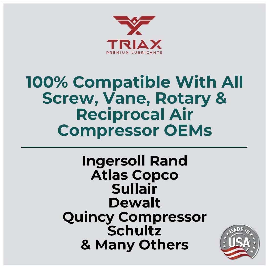 TRIAX Kompressor MV ISO 100 - VOLSYNTETISCHE COMPRESSOROLIE - MULTIVISCOSITEIT - Geschikt voor Schroef-, Zuil- en Vleugelcompressoren - Vakuümpompen - 20.000 Uur Levensduur - Hoge Belastingen - 3,78 L