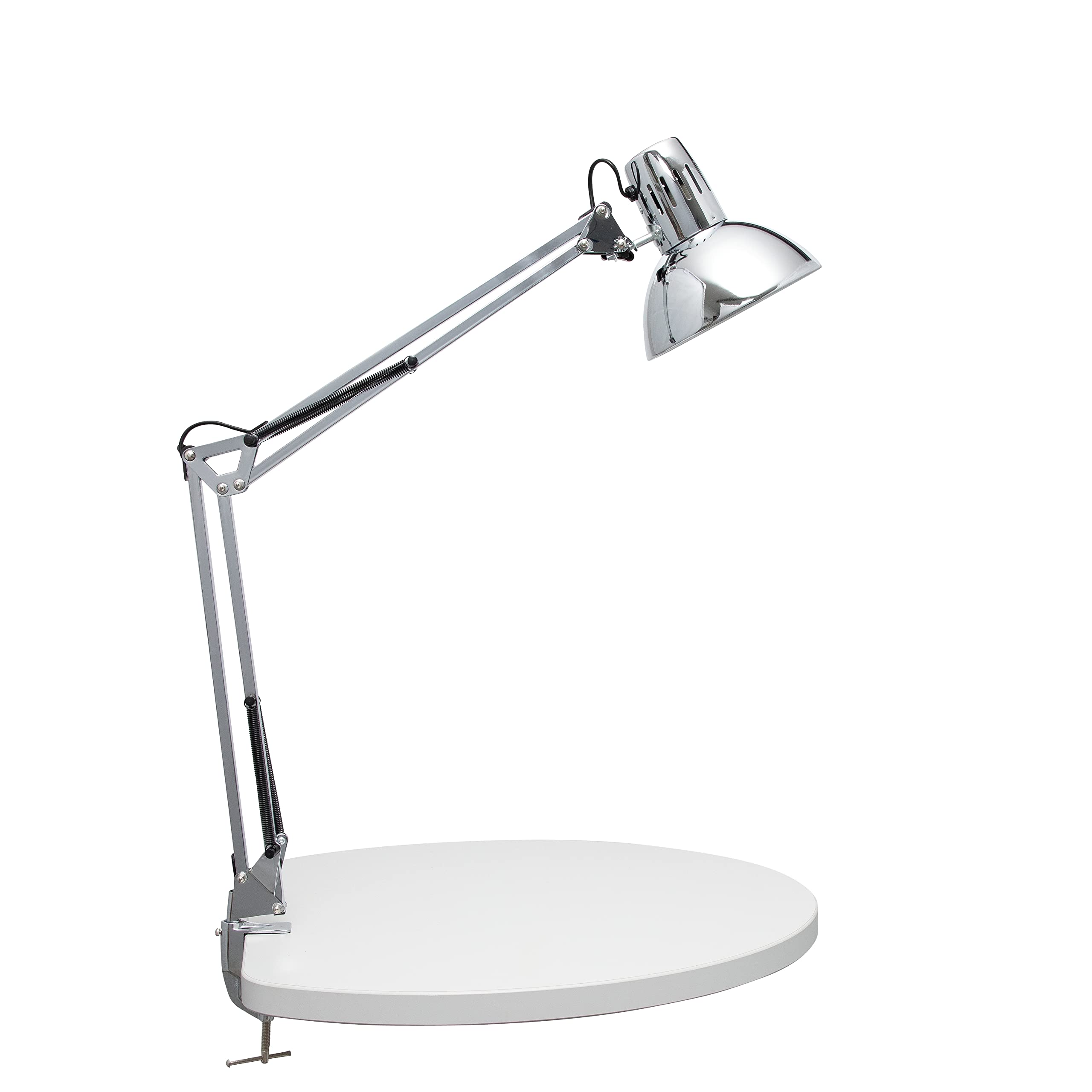 MAUL Lampa Biurkowa MAULstudy, Designerska Lampa Zaciskowa z Ramieniem Przegubowym, Metalowa, Regulowana Lampa Biurowa, Ekskluzywna Żarówka, Chrom