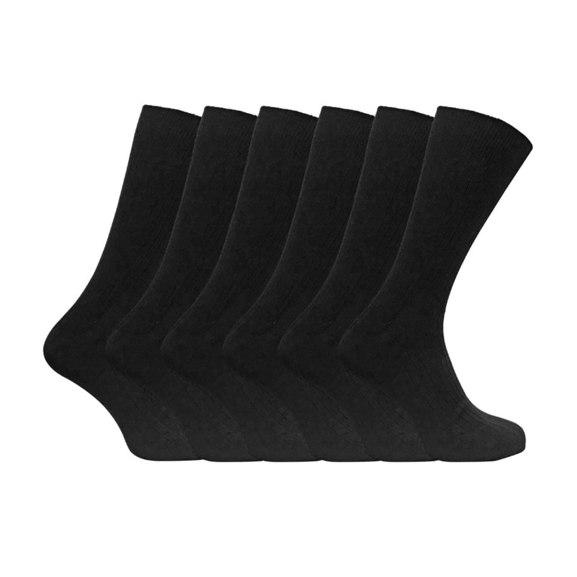 Sock Snob Men's Se002 Black 6 Pack Thin Soft 100% Cotton Rich Breathable Black Coloured Ribbed Dress Socks (6-11Uk, )