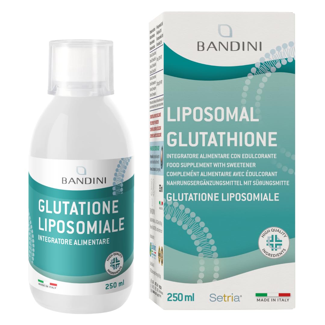 Bandini® Glutatione Liposomiale 250ml | 250mg di L-Glutatione Setria Ridotto e Bioattivo da Fermentazione per Dose | Antiossidante, Anti Invecchiamento, Contrasta i Radicali Liberi | Senza OGM, Vegan