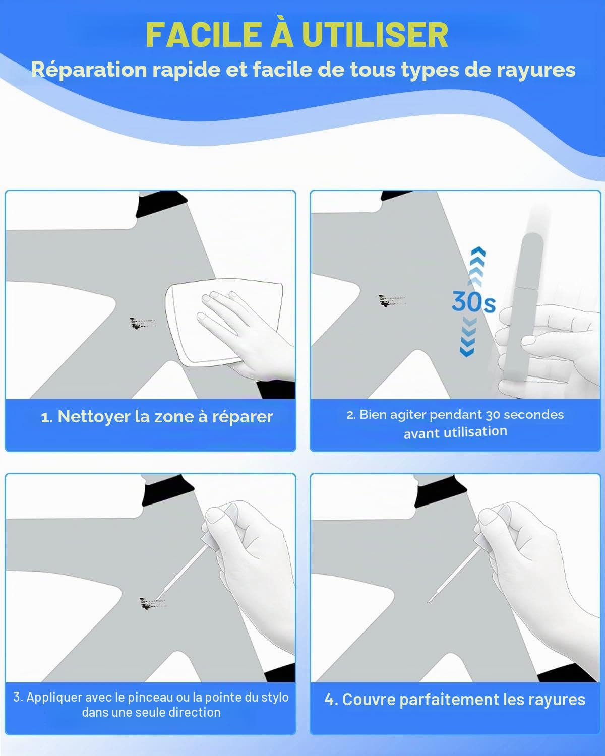 Crystal White Peinture pour vélo - Peinture de retouche pour Riese & Müller, utilisez un stylo de retouche pour métal et plastique - Peinture pour vélo hautement couvrant