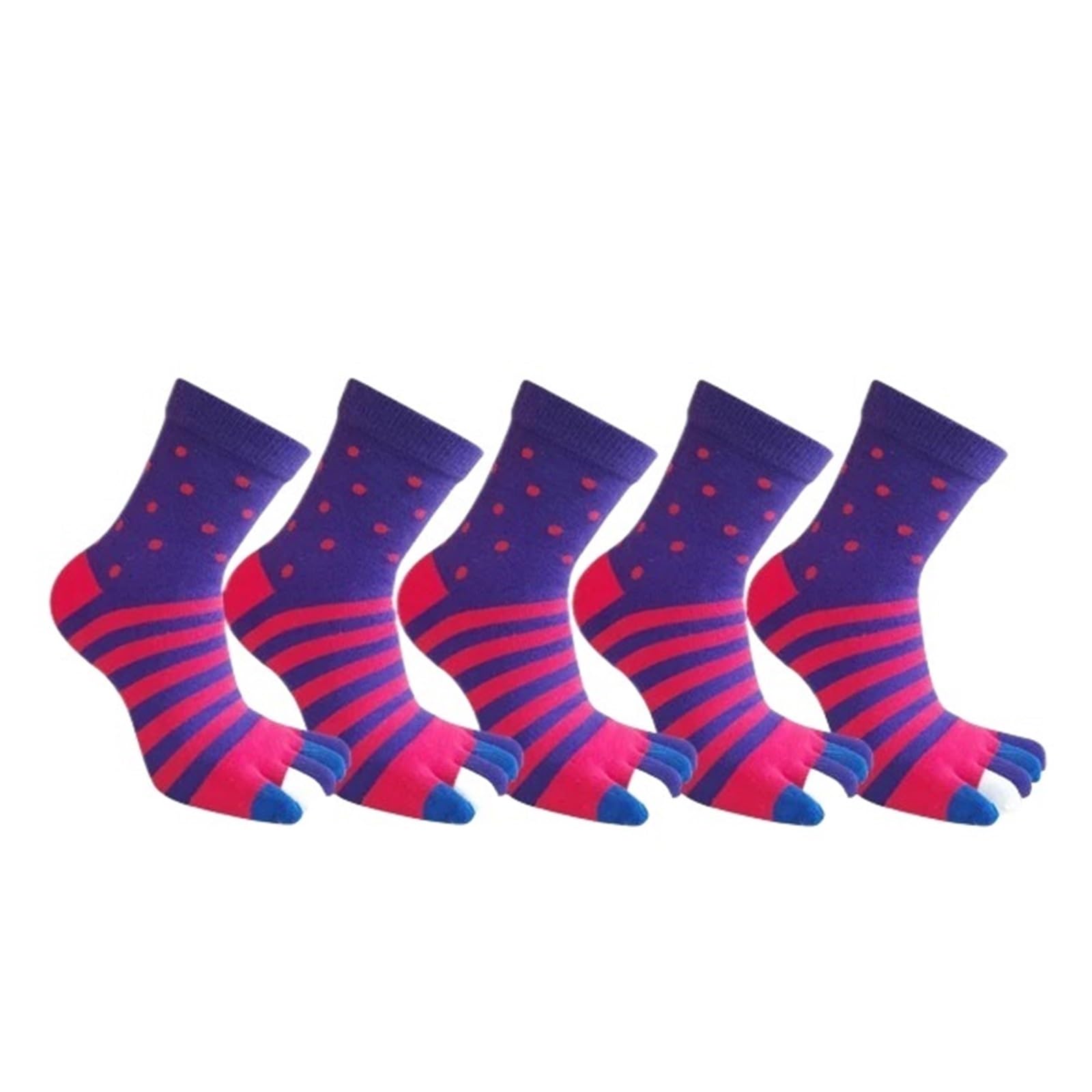 5 paia di calzini corti da uomo a dita, in cotone spesso a righe, colorati, for feste, abiti lavoro, con punta e divertenti allegri Per Running Fitness Sport