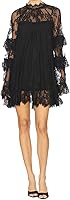 Fufuriprefer Women's Y2K Sexy Sheer Lace Mini Dress Mock Neck Tiered Ruffle Club Top