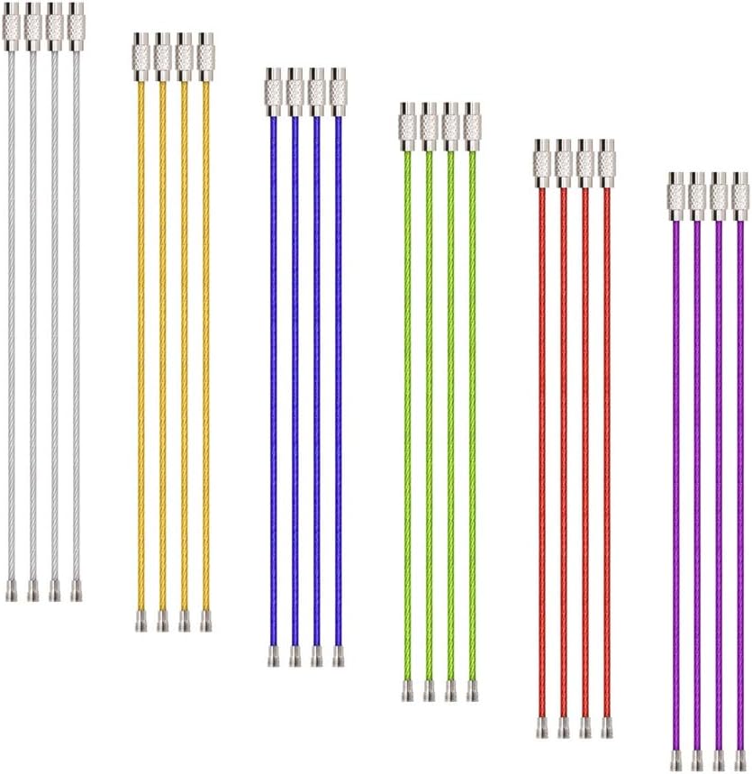 24 pcs Colored Coated Stainless Steel Wire Keychains 1.5mmX 6 Inches key ring key rings key tags metal ring luggage tags metal key ring heavy duty key ccraft Cable Key Ring Loops for Hanging Lhain Air