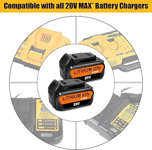 Miniatura 5 de Paquete de 2 baterías de alta capacidad de 20 V 8.5 Ah para Dewalt 20V Max XR 8.0Ah 7.0Ah batería DCB207 DCB208 20 voltios Max Litio Ion Batería