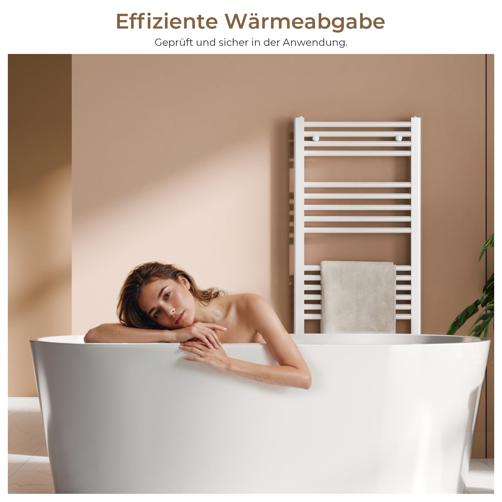 S'AFIELINA Badheizkörper 1600x600 mm Handtuchheizkörper Mittelanschluss Handtuchwärmer Heizkörper für bad,Wärmeleistung 761W, Heizkörper für Zentralheizung,wassergeführt, nicht elektrisch,Weiß