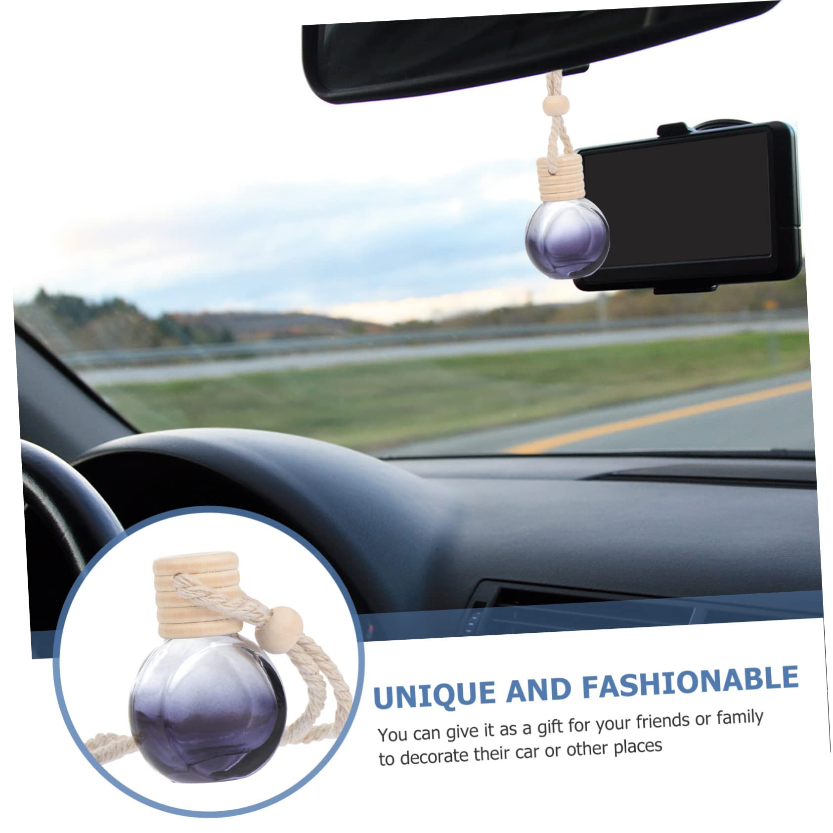 Mobestech Schwarzer Glas Auto Parfümflakon Anhänger 8ml mit Baumwollseil zum Aufhängen Deko fürs Auto 20 Stück