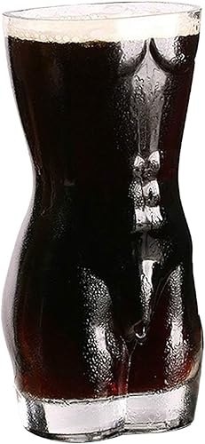 Vasos de cerveza con forma de cuerpo, vasos de vidrio transparente para hombres, duraderos y elegantes para cócteles, cerveza, vino y licor,