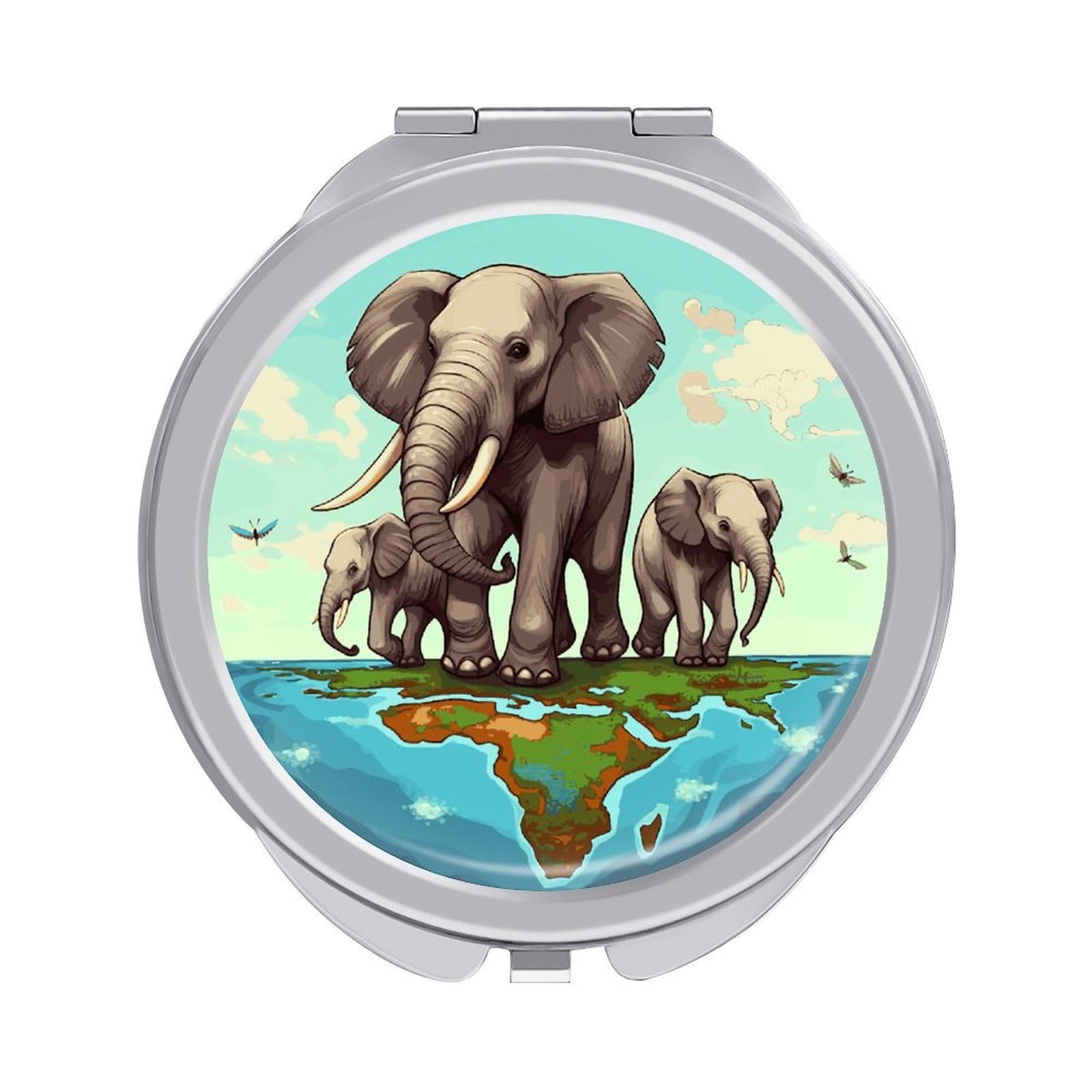 JTREHY Elephants Makeup Mirror Portable Folding Mirror Compact Travel Mirrors 2-Sided Round Pocket Mirrors Cute Handheld Beauty Mirror for Handbag Purse for Women Gift