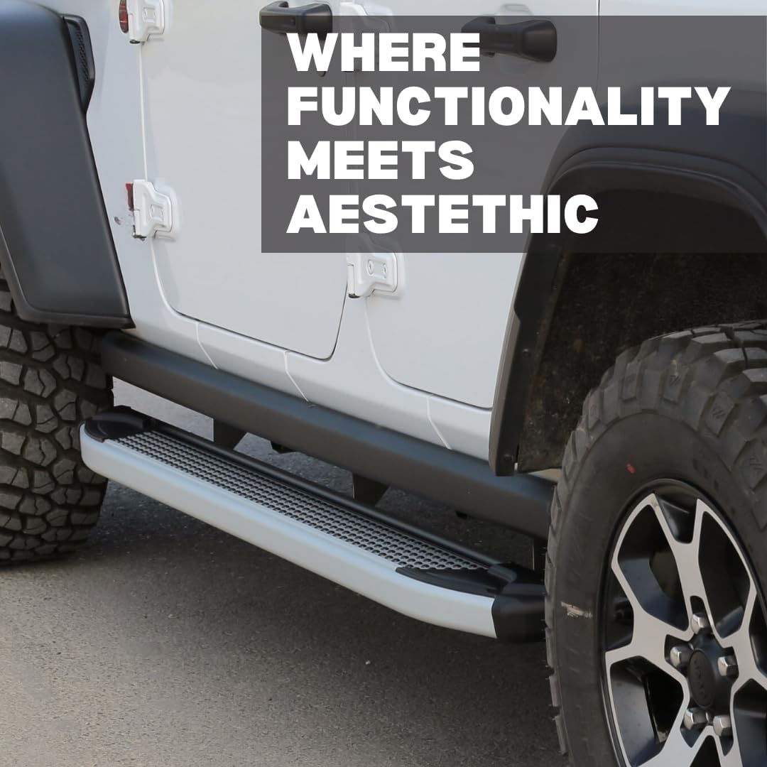 Erkul 5.2" Running Boards for Chevy Silverado 2019-2025 1500 Crew Cab, 2020-2025 2500HD 3500HD - Heavy Duty Aluminum Wide Side Steps Nerf Bars|No-Drill Installation, Mounting Brackets Included- Silver