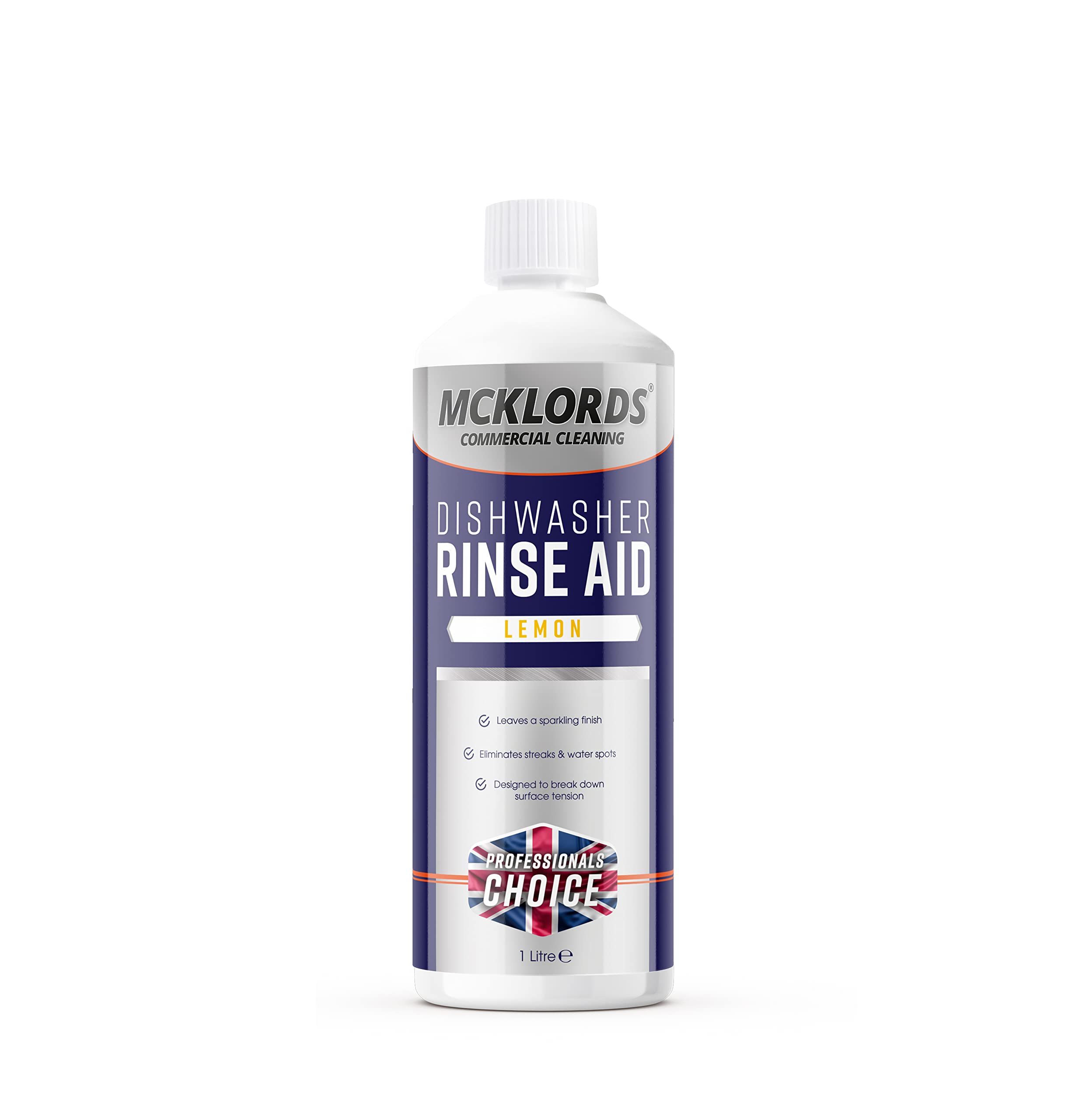 McKLords Commercial - Dishwasher Rinse Aid Lemon Fragrance - 1 Litre - For Commercial Dishwashers Rapid Drying Streak-Free Finish Glassware Cutlery Plates Works in All Water Types