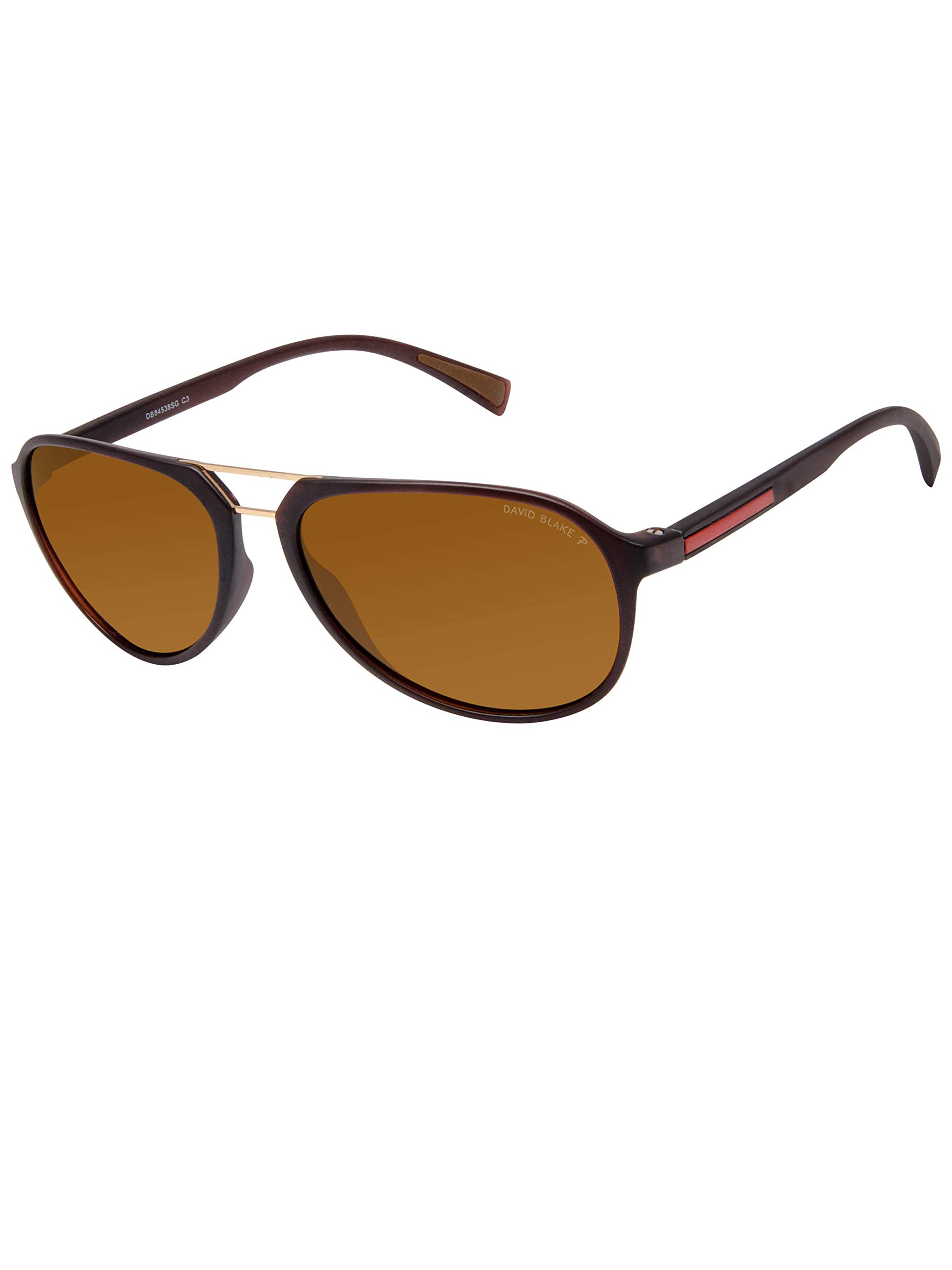 David Blake Brown Aviator Polarised UV Protected Sunglass - SGDB1518xR8081C3|56mm