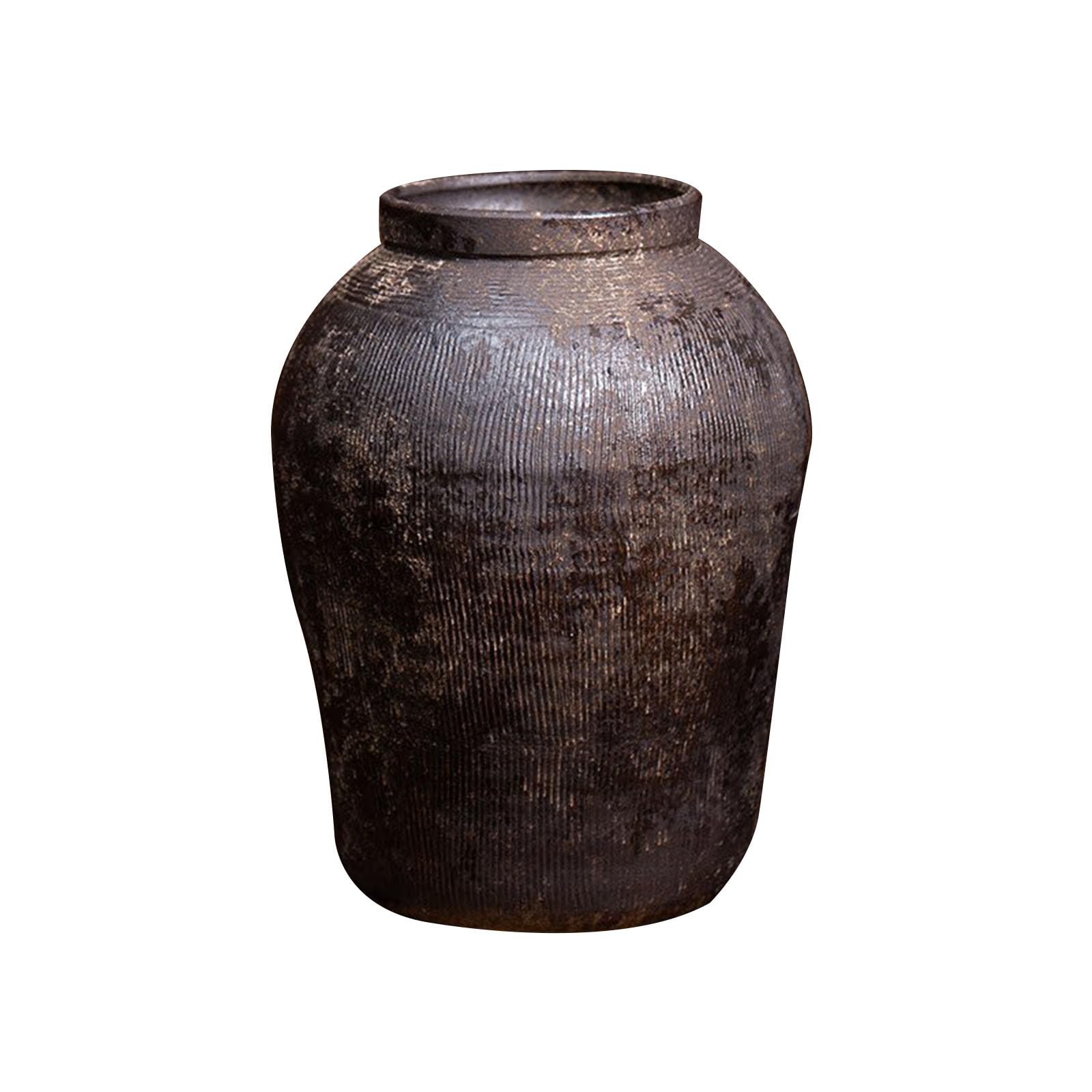Nzzkoides C Large Sturdy Erami Vase, Vintage Floor Vase With Vertical Texture, Ornament For Living Room, Room Orner, Yard, Farmhouse, Hotel(Size:23 * 23 * 30Cm,Olor:c)