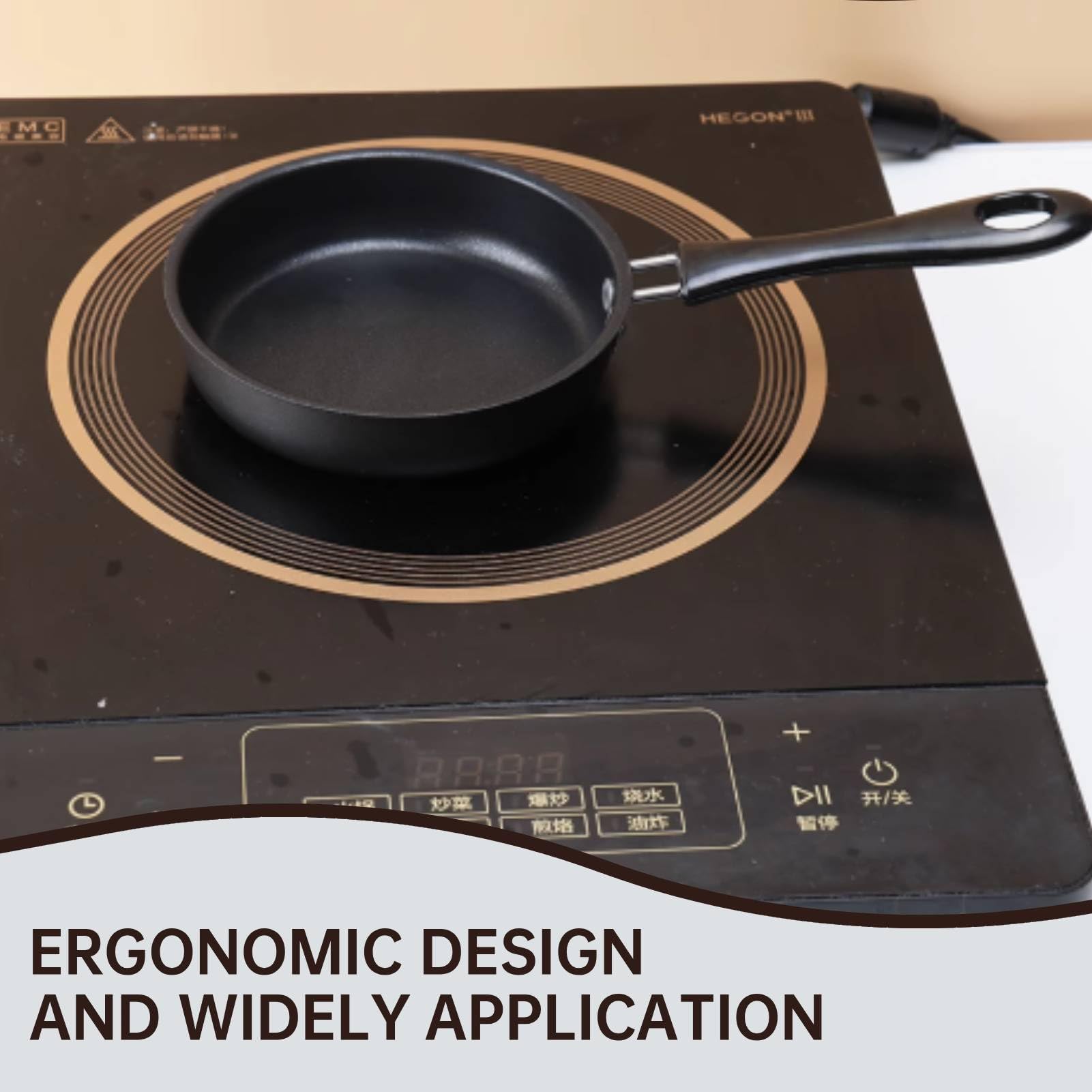 HERCHR Mini Egg and Omelet Pan, Cast Iron Skillet Single Egg Frying Pan for Eggs, Omelets, Pancakes, 4.7inch