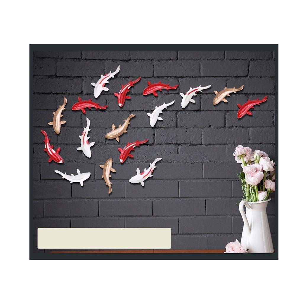 Skulptur Wohnzimmer Hintergrund Wand Kreativ Einfach Wohnaccessoires Shop Korridor Wanddekoration Fisch Anhänger Stereo Wanddekoration Statuen (Farbe: Weiß-a, Größe: C) Neuheit Geschenk