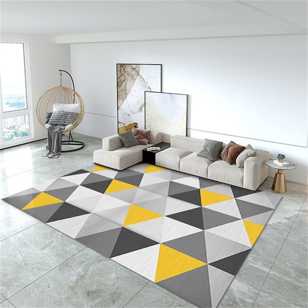 Tapis manga pour chambre d'ado gris et jaune 250x300cm