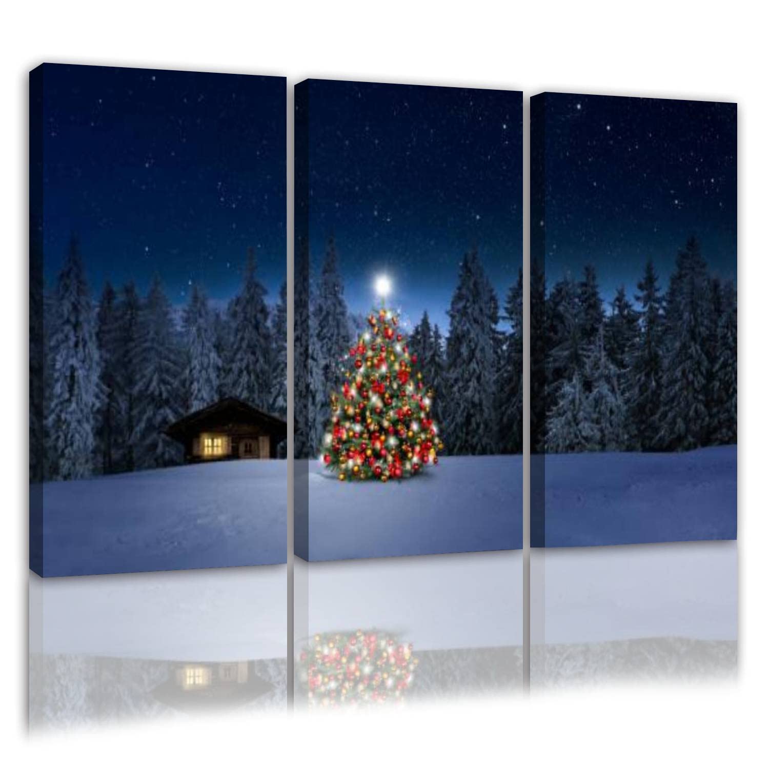 HGWAPONSATR Cosy wooden hut 3 Panel Canvas Print Wall Art for Living Room Bedroom Office Poster Home Decor Artwork Ready to Hang 16x32 inches