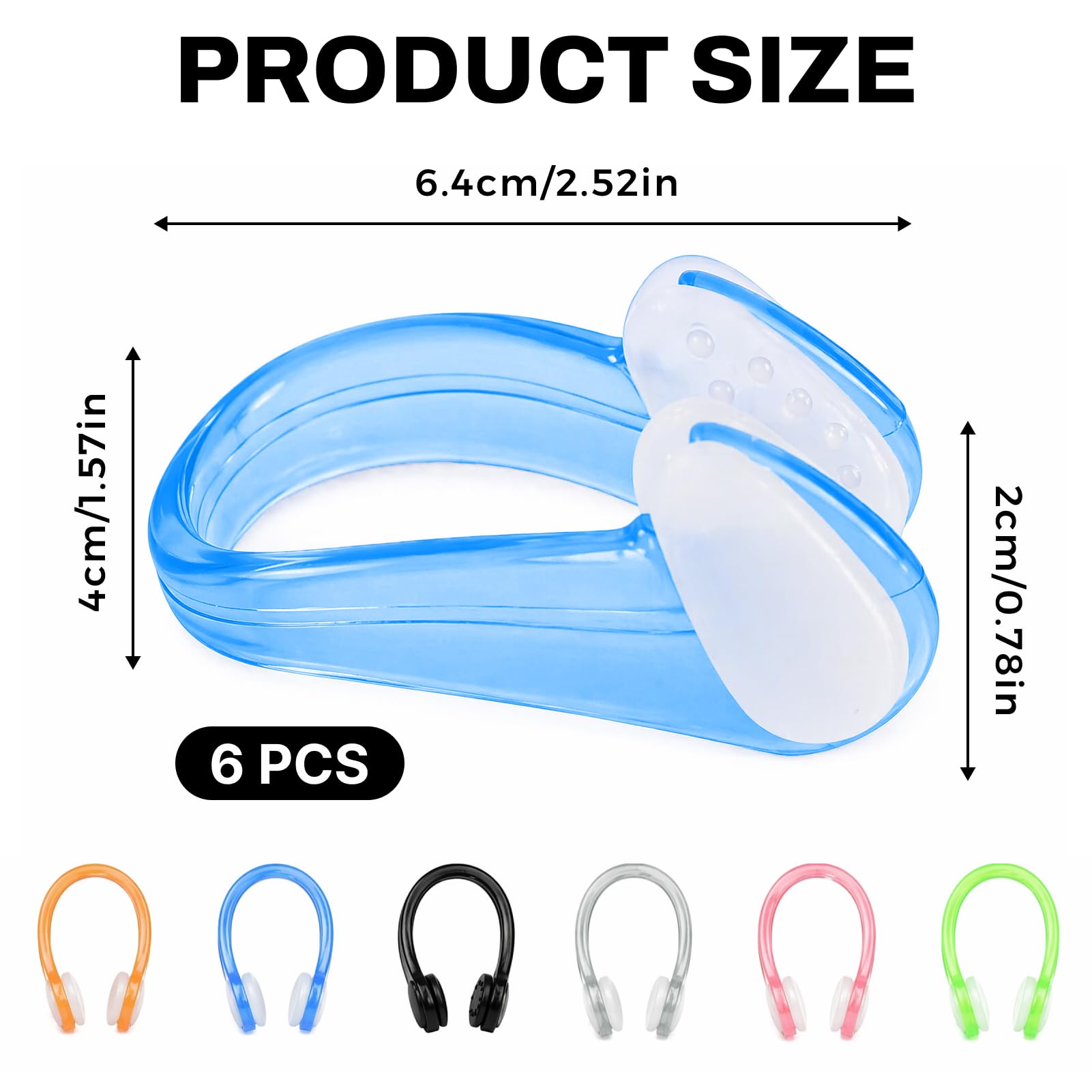 Pack 6 Pinzas Nariz Natacion Antideslizantes en Silicona – Pinza Nariz Natación Adulto y Niños, Accesorios Piscina Coloridos para Buceo y Natación, Equipo Acuático Suave para Aprendices